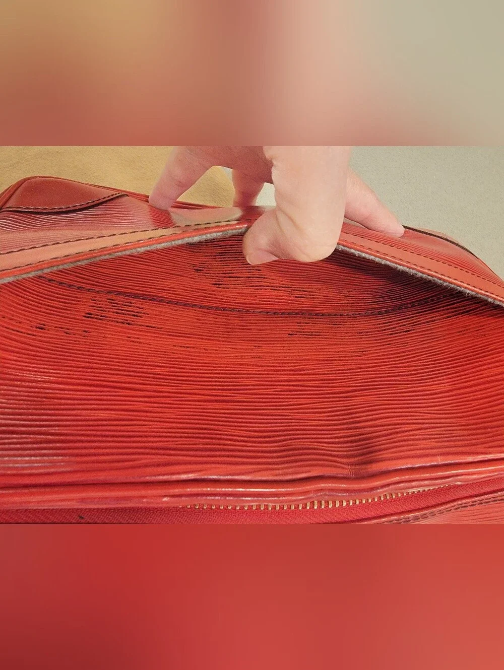 Louis Vuitton Castillan Red Epi Leather Trocadero Crossbody Bag Purse Authentic